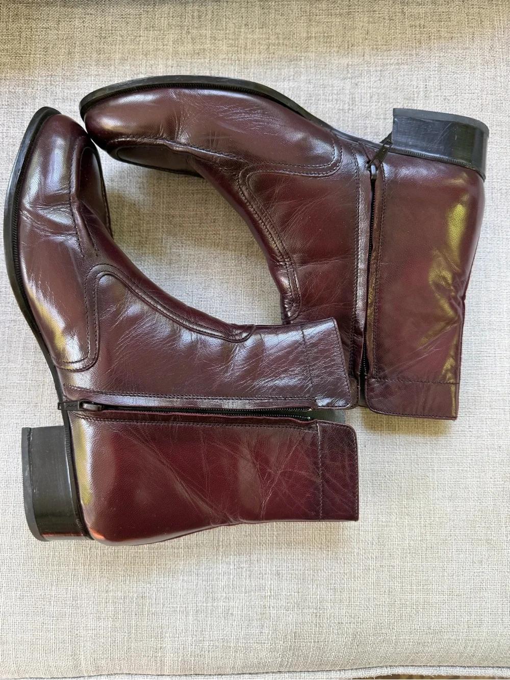 BOTANY 500 Men's Leather Ankle Brown Boots - Burgundy Size 9.5W 02952